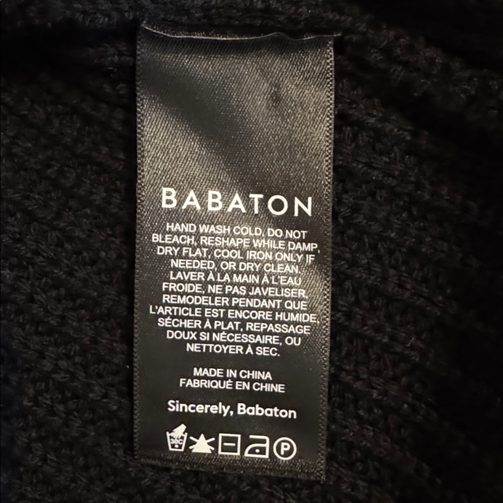 Babaton Sherman Black Knit V-Neck Sleeveless Relaxed Fit Sweater with Green Trim - Picture 16 of 16